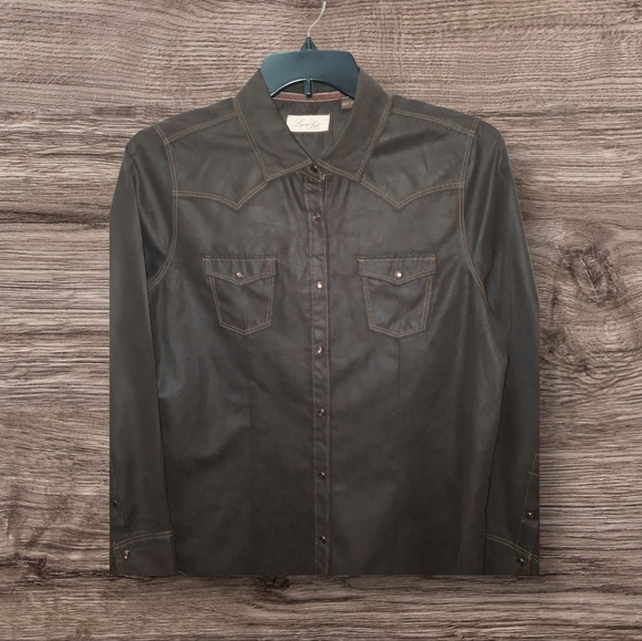 Legacy Falls Tops - Legacy Falls For Women Large Brown Western Faux Suede Shirt Large